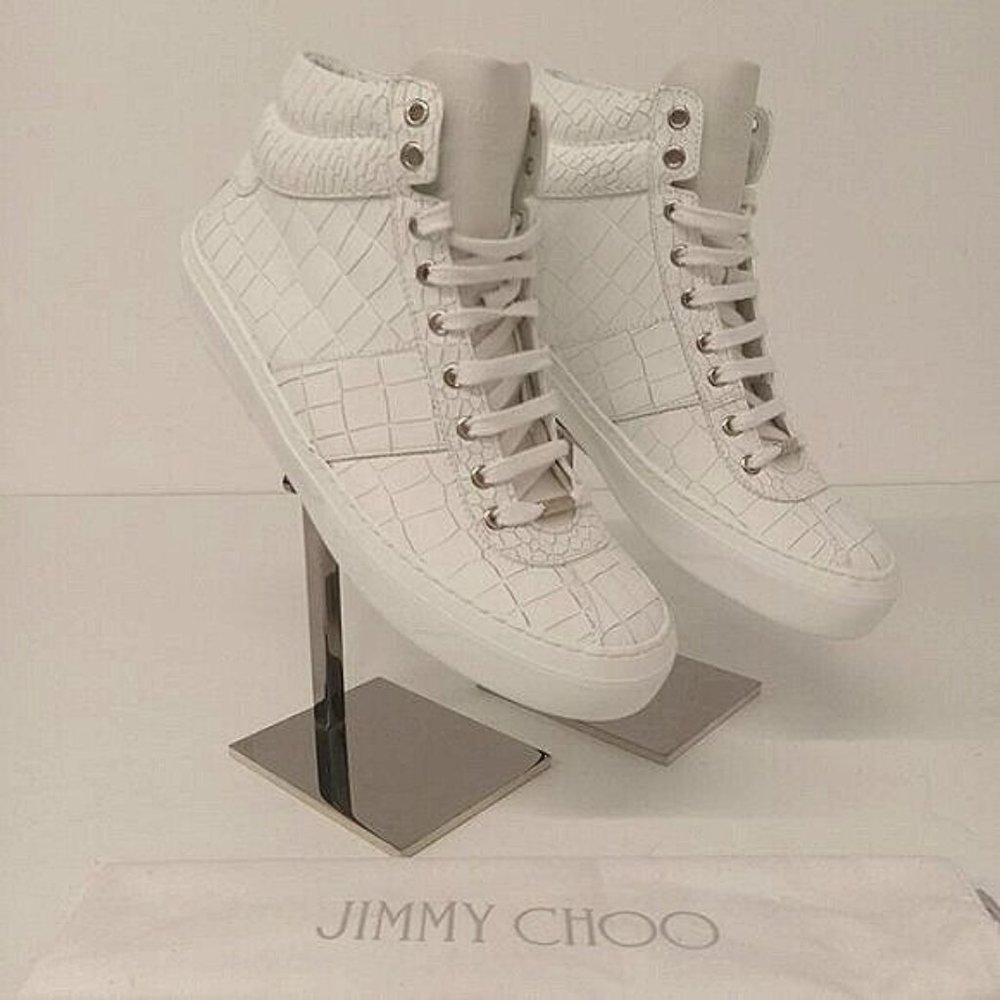 Jimmy Choo Ultra White Croc Belgravi Ltd Ed Hi-Top Sneakers (EU43 US10)